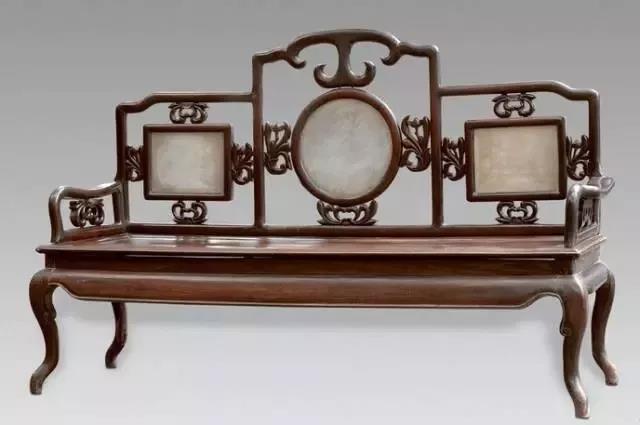 清 酸枝鑲石板貴妃床