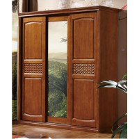 康龍美藝三門推拉帶鏡衣柜（可加頂）6613#