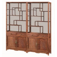贛藝紅木四面玻璃側開門博古柜G-03