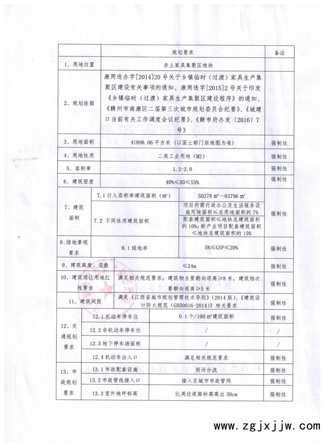 南康赤土家具集聚區地塊規劃要求