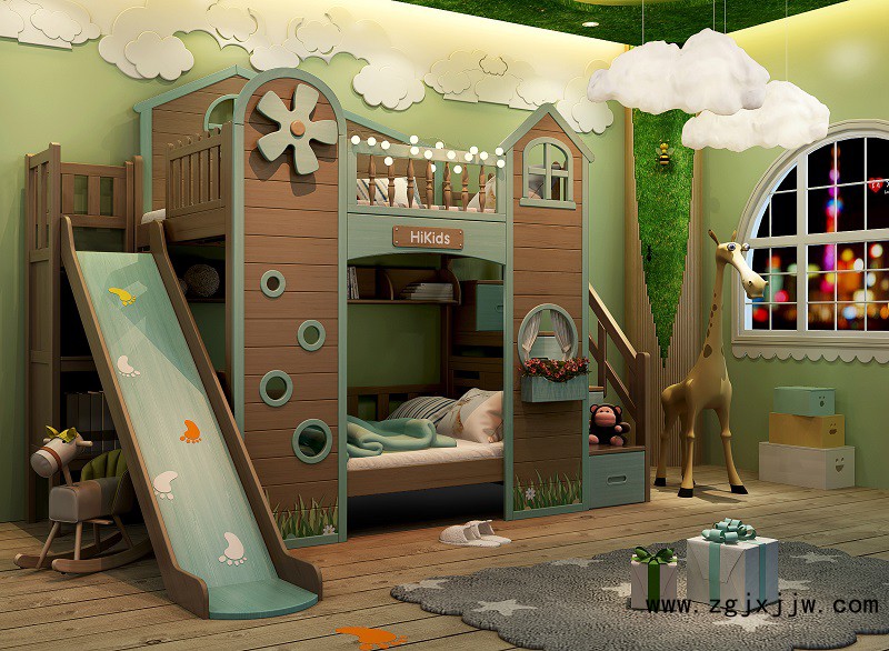 花王兒女青少年兒童家具水性漆子母床