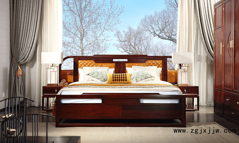 新中式臥室床01
