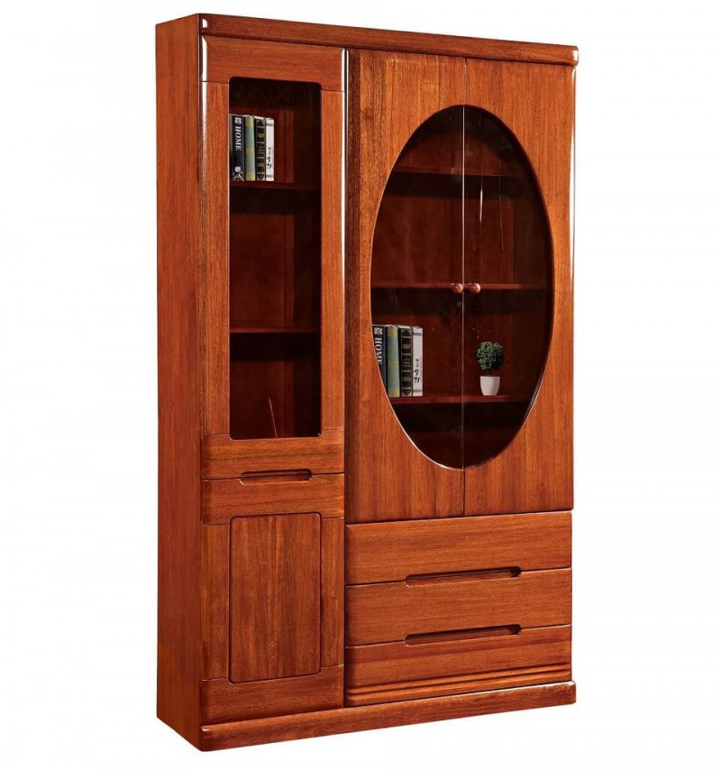 友億佳金絲檀木三門書柜S502#-15750