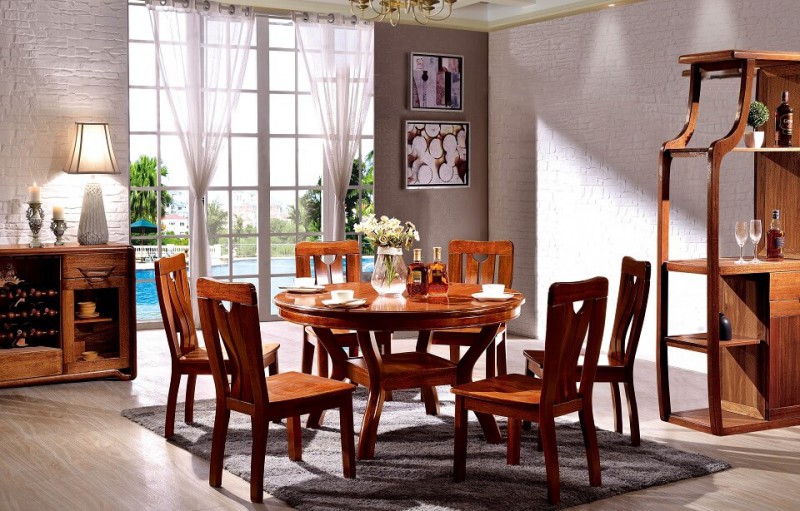 友億佳金絲檀木餐桌6208#-8100椅子01#-1740