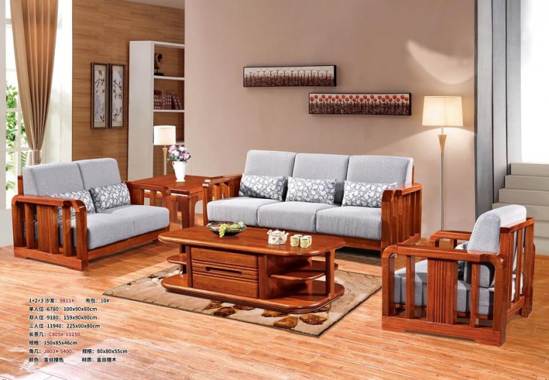 友億佳金絲檀木沙發（1+2+3）9811#