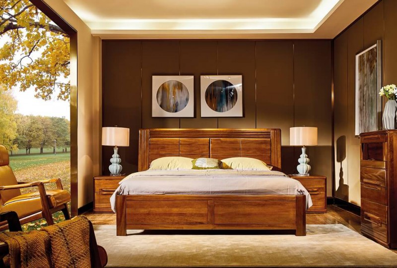 誰最美新德式金絲檀木大床8102#