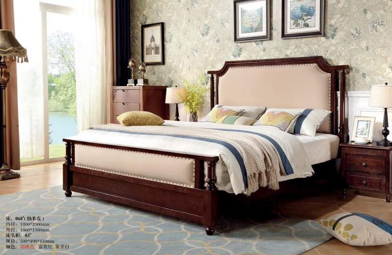 胡桃色美式壓紋床068#（納米皮）