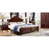 木佰創美式家具：胡桃色美式壓紋床025#（實木）