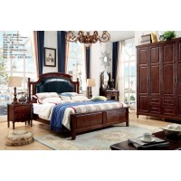 木佰創美式家具：胡桃色美式壓紋床039#（油蠟皮）