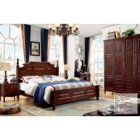 木佰創美式家具：胡桃色美式壓紋床061#（實木）