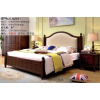 木佰創美式家具：胡桃色美式壓紋床062#（免洗布）