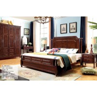 木佰創美式家具：胡桃色美式壓紋床068#（實木）