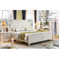木佰創(chuàng)美式家具：象牙白美式壓紋床019#（實(shí)木）