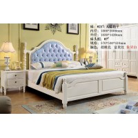 木佰創(chuàng)美式家具：象牙白美式壓紋床021#（天藍(lán)色）