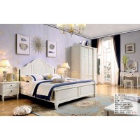 木佰創(chuàng)美式家具：象牙白美式壓紋床025#（實(shí)木）