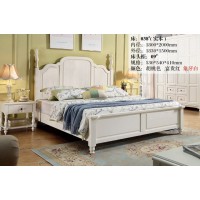 木佰創(chuàng)美式家具：象牙白美式壓紋床038#（實(shí)木）