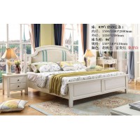 木佰創(chuàng)美式家具：象牙白美式壓紋床039#（磨砂藍(lán)條）