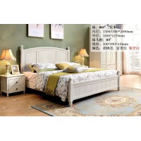 木佰創(chuàng)美式家具：象牙白美式壓紋床065#（實(shí)木）
