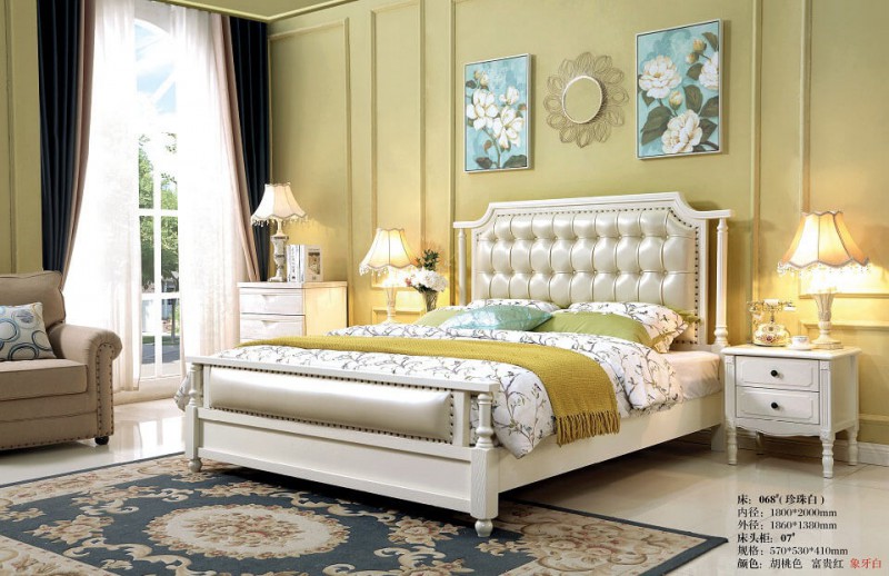 象牙白美式壓紋床068#（珍珠白）