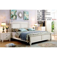 木佰創美式家具：象牙白美式壓紋床072#（實木）