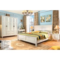 木佰創美式家具：象牙白美式壓紋床073#（實木）