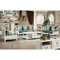 木佰創美式家具：象牙白美式壓紋沙發A8810#（1+2+3）