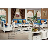 木佰創美式家具：象牙白美式壓紋沙發A8811#（1+2+3）