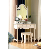 木佰創美式家具：象牙白美式壓紋妝臺03#