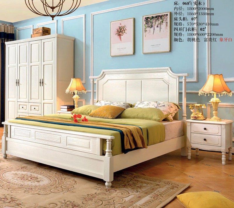 象牙白美式壓紋床068#(實(shí)木)