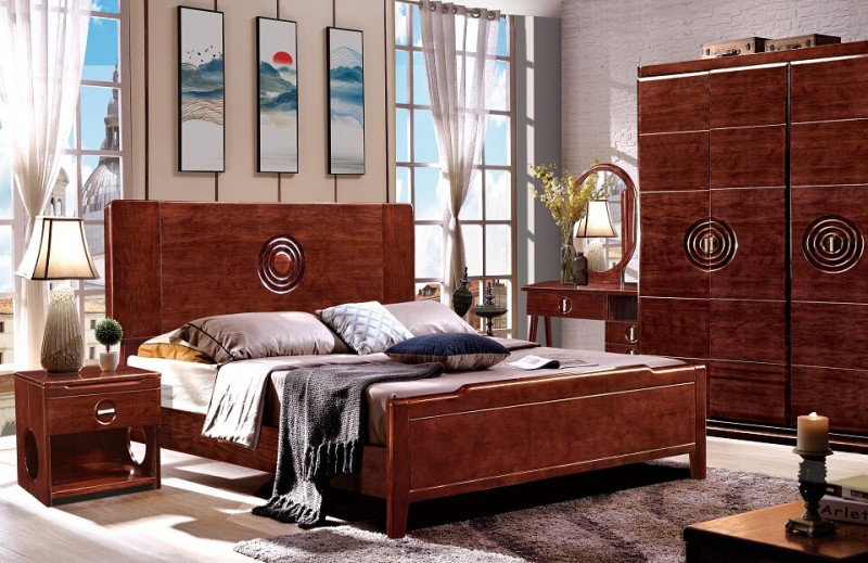 友億佳金絲檀木大床1902#（紫金檀色）