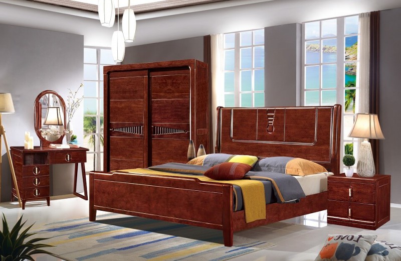 友億佳金絲檀木大床1908#（紫金檀色）