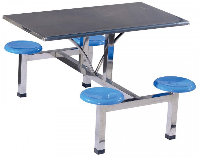 四位不銹鋼玻璃鋼圓凳餐桌ZY40