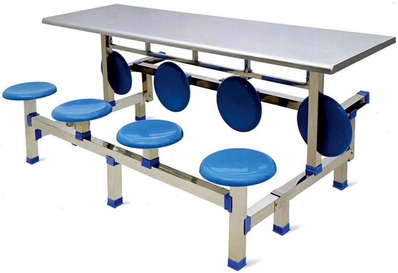 八位不銹鋼圓凳翻轉餐桌ZY30