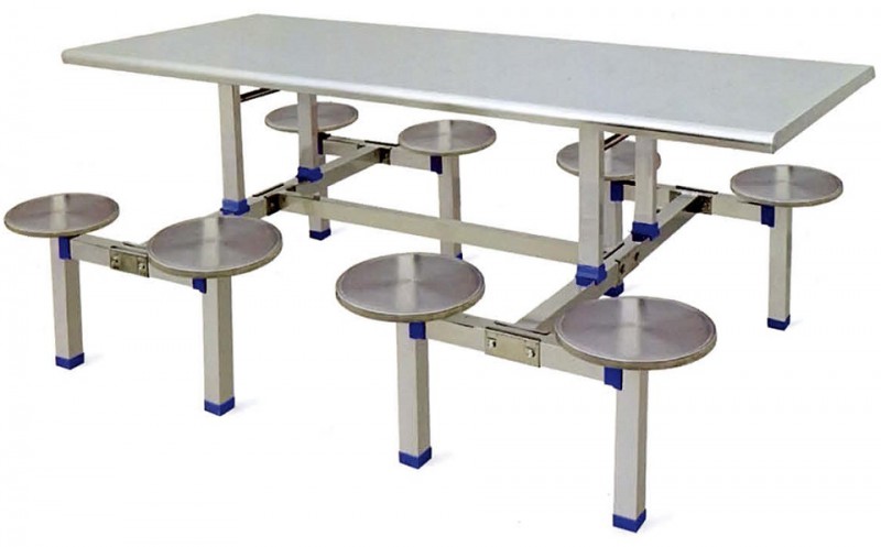 八位不銹鋼圓凳分體餐桌ZY29