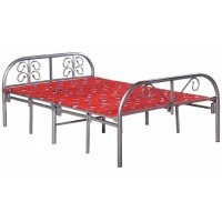 紅色 四折銀白（38圓加固）折疊床ZY25