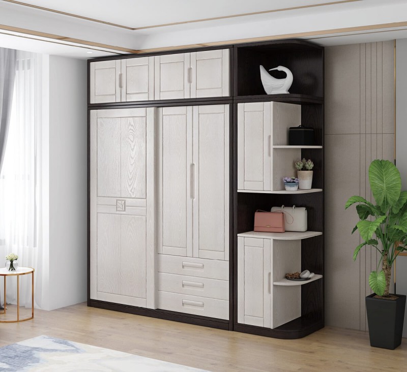 宣輝家具衣柜XHY02#（米白色+黑紫檀）