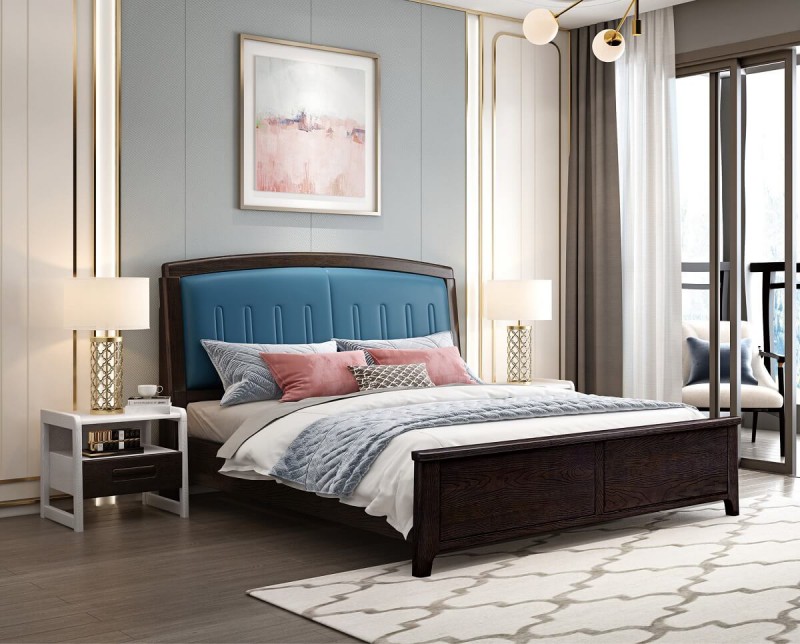 宣輝家具床XH836#（黑紫檀+深藍色）