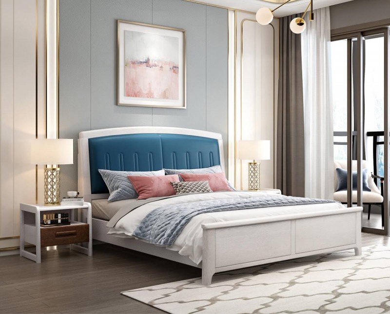 宣輝家具床XH836#（米白色+深藍(lán)色）