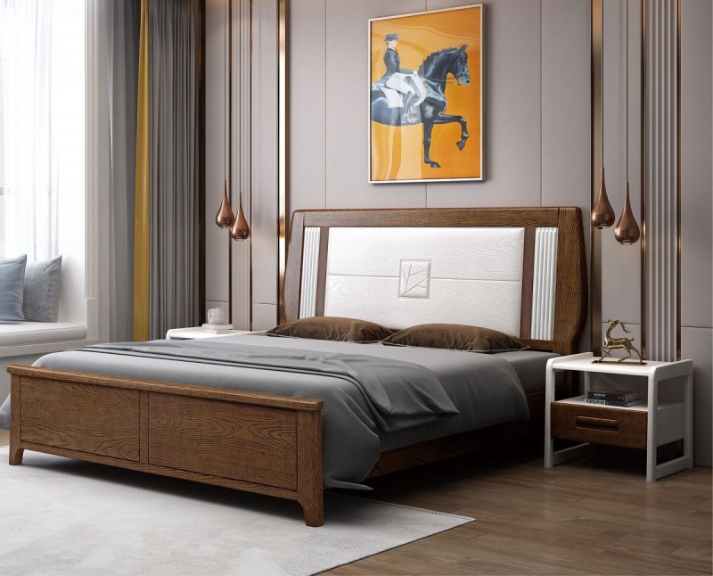 宣輝家具床XH828#（胡桃色+米白色）