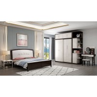 宣輝家具臥室系列床XH826#（黑紫檀+米白色）