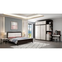 宣輝家具臥室系列床XH821#（黑紫檀+米白色）