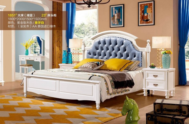 潤(rùn)潼新美式家具1851#大床（湖藍(lán)）