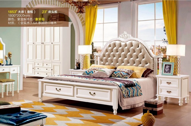 潤潼新美式家具1853#大床（香檳）