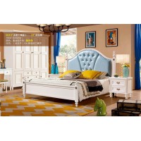 潤(rùn)潼新美式家具9010#大床（淺藍(lán)）