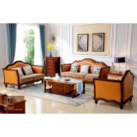 潤潼新美式家具286#1+2+3沙發（橘黃）