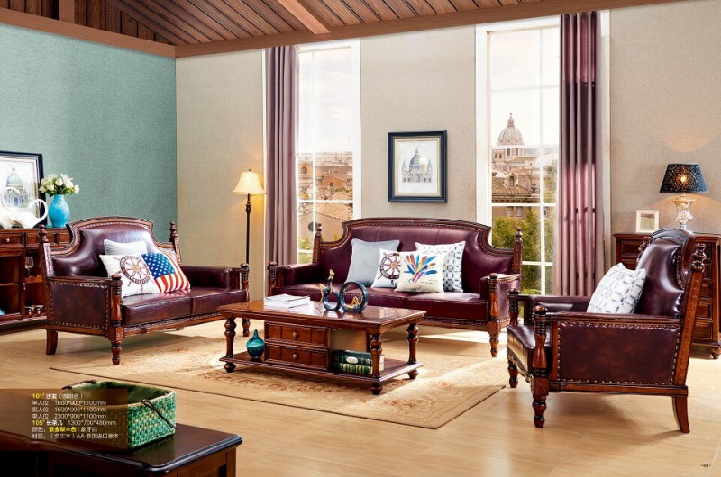 潤(rùn)潼新美式家具101#沙發(fā)(咖啡色)