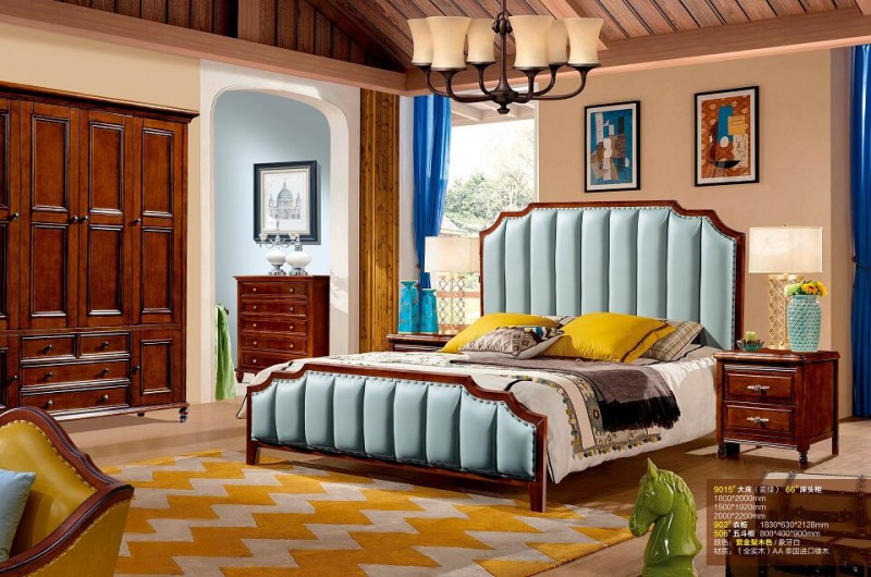 潤潼新美式家具9015#大床（麥綠）