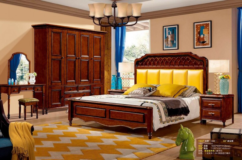 潤潼新美式家具1922#大床（淺黃）