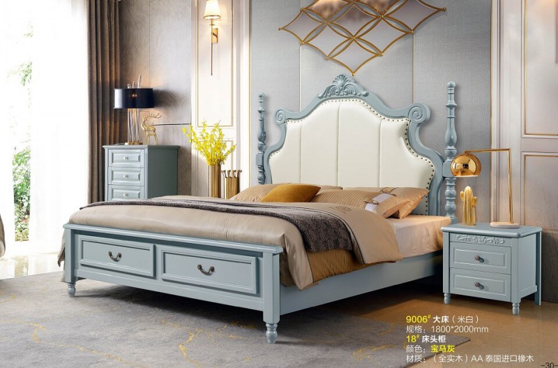 潤潼新美式家具9006#大床（米白）
