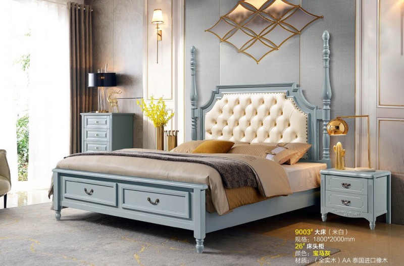 潤潼新美式家具9003#大床（米白）